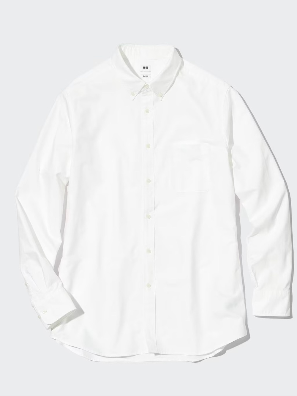 Uniqlo Men White Long-Sleeve Oxford Button-Down Shirt